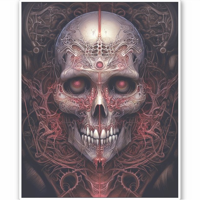 Surreal Skull Gothic Horror Art Sticker (Front)