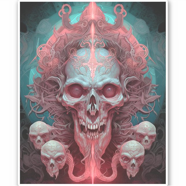 Surreal Skull Gothic Horror Art Sticker (Front)