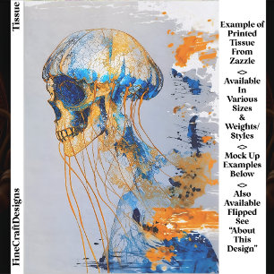 Surreal Skull in Ocean, Watercolor EE9L Decoupage Tissue Paper
