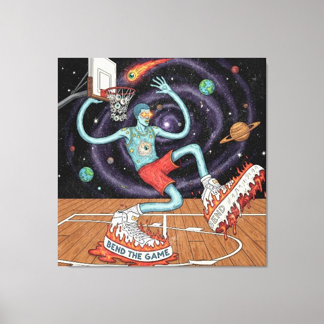 Surreal Space Dunk Stretched Canvas Print (Front)
