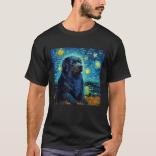 Surreal Starry Night Newfoundland Dog T-Shirt