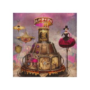 Surreal Steampunk Circus Ringmaster Wood Wall Art