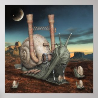 Surreal Steampunk Snail Poster