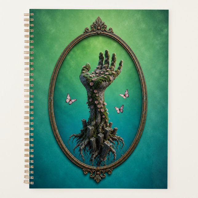Surreal Stone Hand Daisies Notebook (Front)