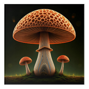 Surreal Straw Mushroom Digital Watercolor Art
