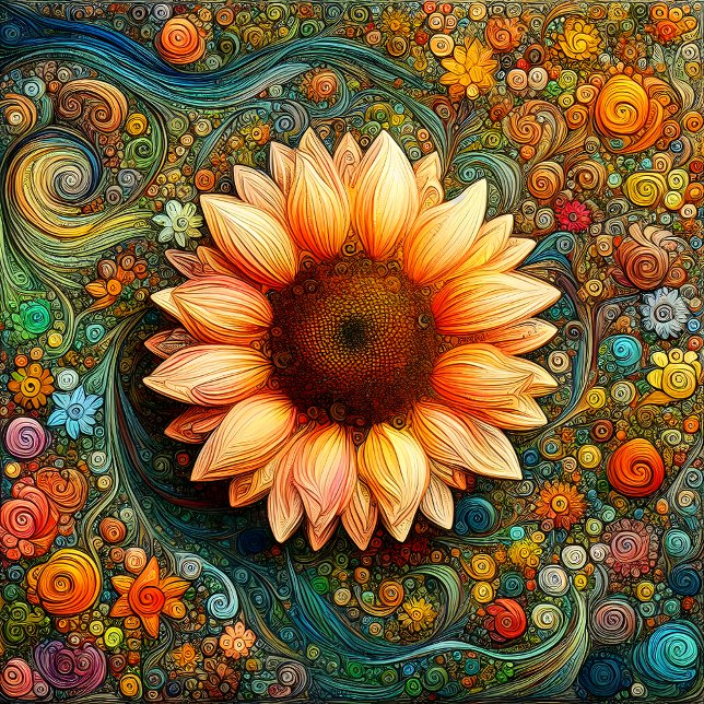Surreal Sunflower Symphony Throw Pillow (Creator Uploaded)