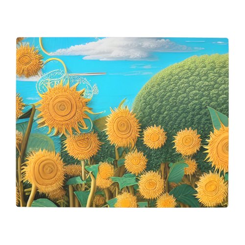 Surreal Sunflowers of Yarn Metal Wall Art