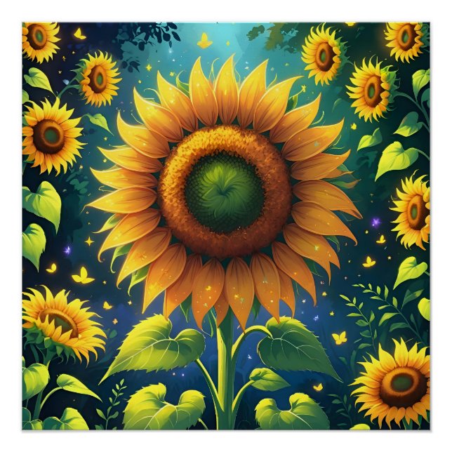 Surreal Sunflowers Poster (Front)
