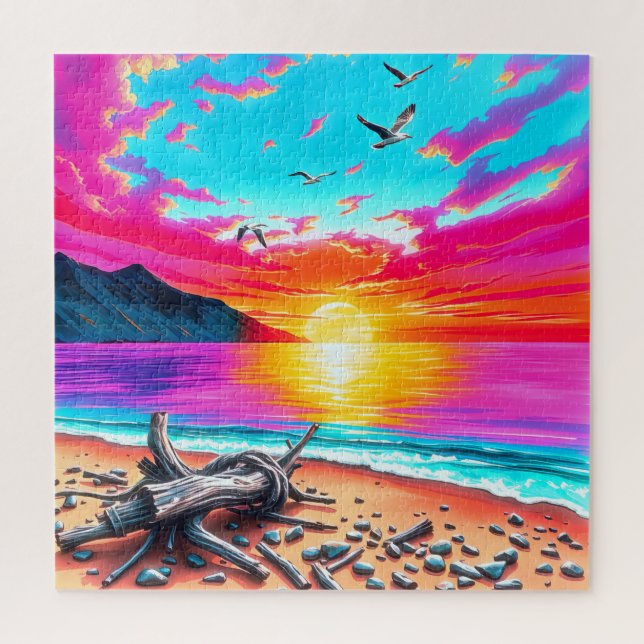 Surreal Sunset Beach Jigsaw Puzzle (Vertical)