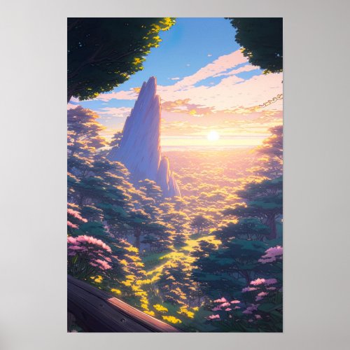 Surreal Sunset view of the Enchanted Forest Poster