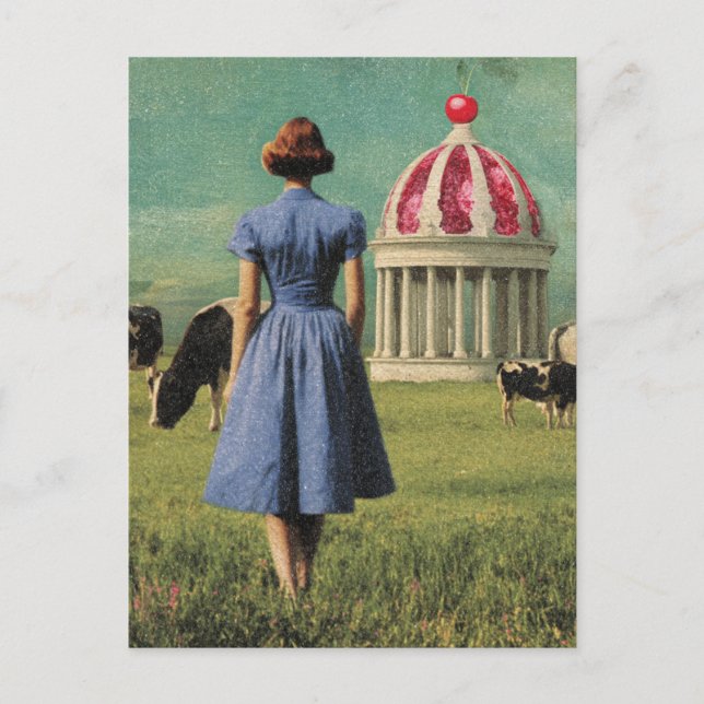 Surreal Sweet Building in the Dairy Pasture Postcard (Front)