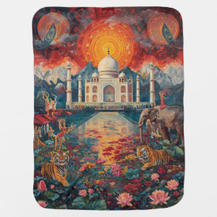 Surreal Taj Mahal Dreamscape Vibrant India Baby Blanket
