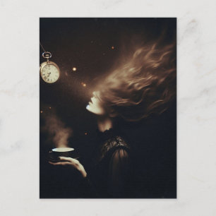 Surreal Tea Time Sepia Postcard