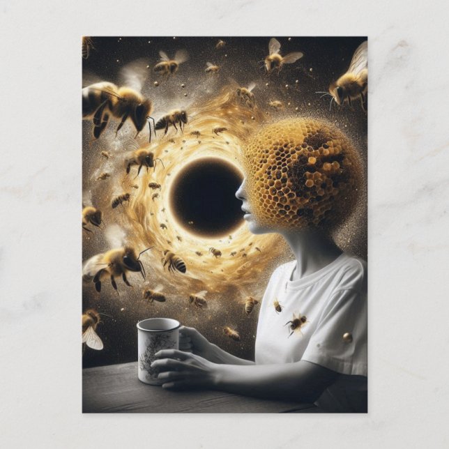 Surreal Tea Time With Bees Postcard (Front)