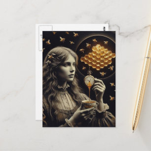 Surreal Tea Time With Bees Postcard