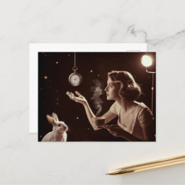 Surreal Tea With the Bunny Postcard
