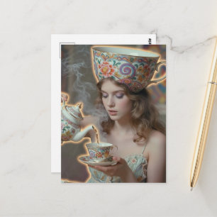Surreal Tea Woman  Postcard