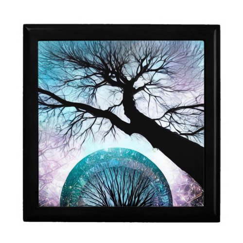 Surreal Teal  Purple Forest Trees Gift Box