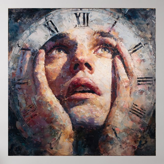 Surreal Time Trap Clock Human Concept Wall Art (Front)