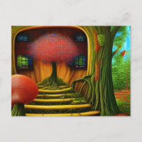 Surreal Tree House In The Forest  Postcard