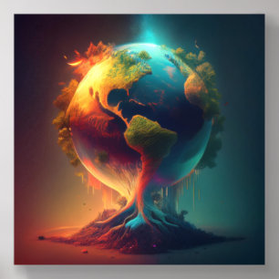 Surreal Tree of Life - Earth’s Dual Nature Acrylic Photo Tile