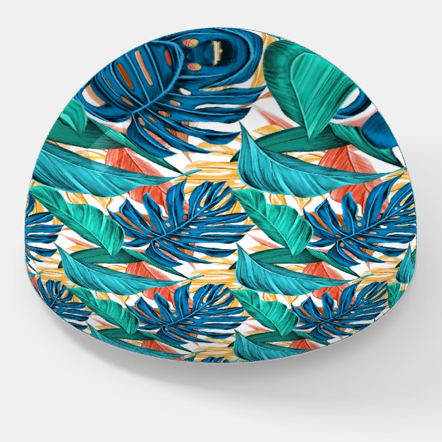 Surreal Tropical Floral Leaves Home Office Desk Paperweight (Angled)