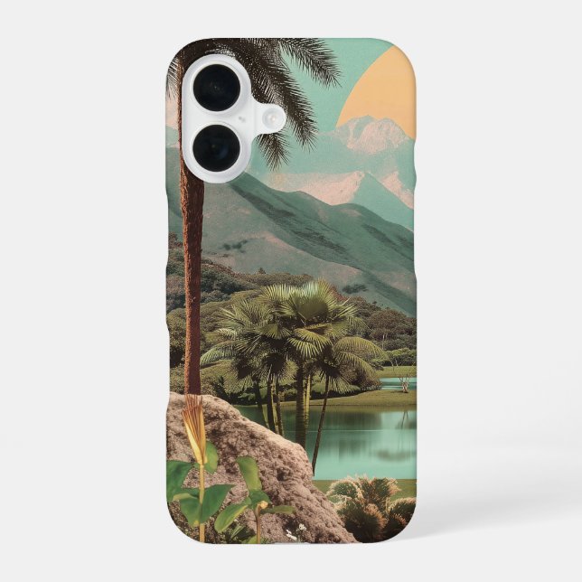 Surreal Tropical Lake With Palm Trees iPhone Case (Back)
