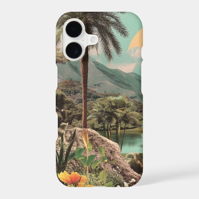 Surreal Tropical Lake With Palm Trees iPhone Case (Back)