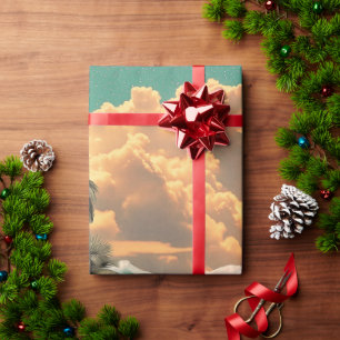 Surreal Tropical Valley With Palm Trees Wrapping Paper