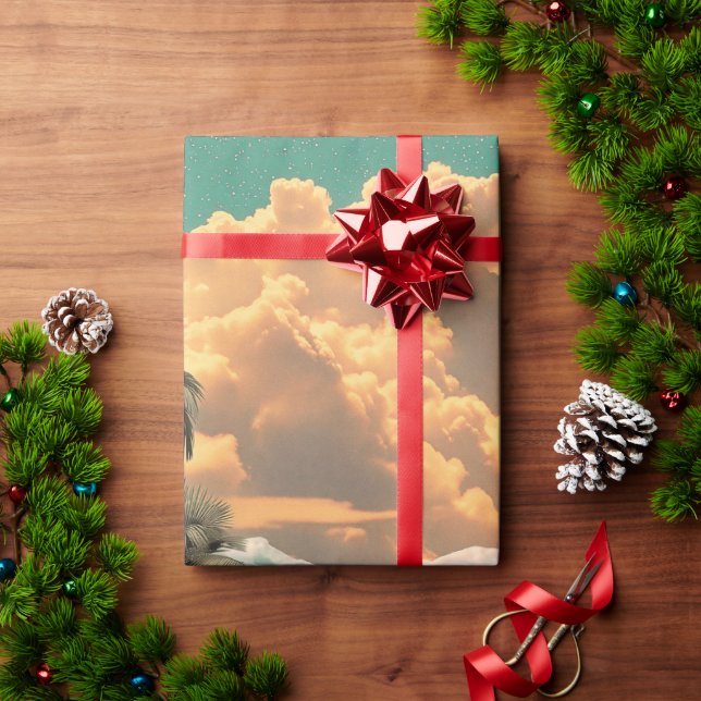 Surreal Tropical Valley With Palm Trees Wrapping Paper (Holiday Gift)