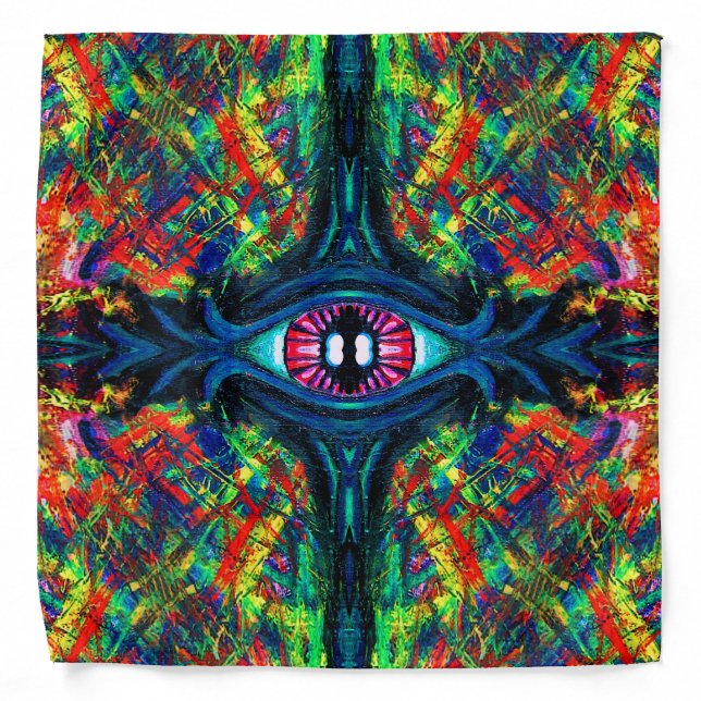 Surreal Twisted Trippy Eye Visionary Oil Painting  Bandana (Front)