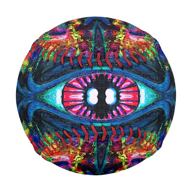 Surreal Twisted Trippy Eye Visionary Oil Painting  Baseball (Front)