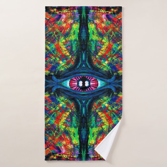 Surreal Twisted Trippy Eye Visionary Oil Painting  Bath Towel (Bath Towel)