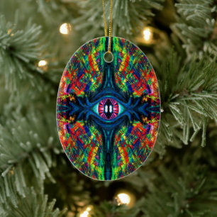 Surreal Twisted Trippy Eye Visionary Oil Painting  Ceramic Ornament