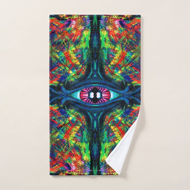 Surreal Twisted Trippy Eye Visionary Oil Painting  Hand Towel (Hand Towel)