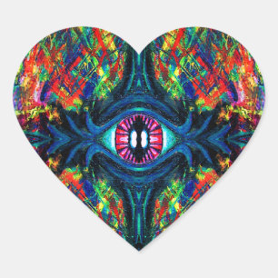 Surreal Twisted Trippy Eye Visionary Oil Painting  Heart Sticker