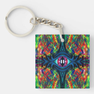 Surreal Twisted Trippy Eye Visionary Oil Painting  Keychain