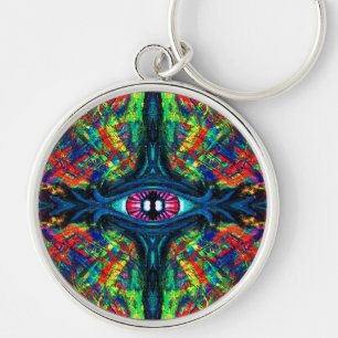 Surreal Twisted Trippy Eye Visionary Oil Painting  Keychain
