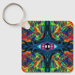 Surreal Twisted Trippy Eye Visionary Oil Painting Keychain