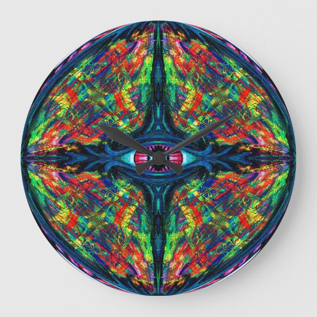 Surreal Twisted Trippy Eye Visionary Oil Painting  Large Clock (Front)