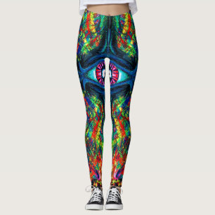 Surreal Twisted Trippy Eye Visionary Oil Painting  Leggings
