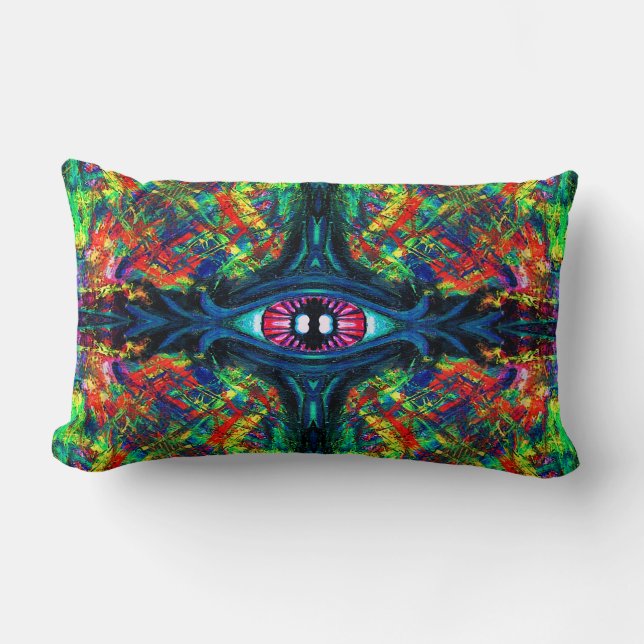 Surreal Twisted Trippy Eye Visionary Oil Painting  Lumbar Pillow (Front)