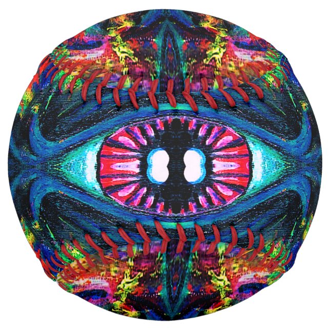 Surreal Twisted Trippy Eye Visionary Oil Painting  Softball (Front)