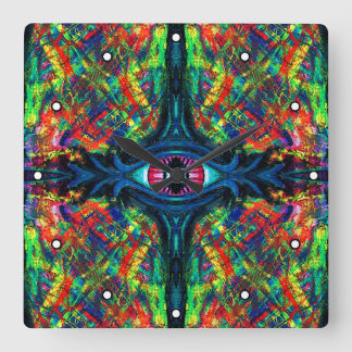 Surreal Twisted Trippy Eye Visionary Oil Painting  Square Wall Clock