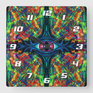 Surreal Twisted Trippy Eye Visionary Oil Painting  Square Wall Clock