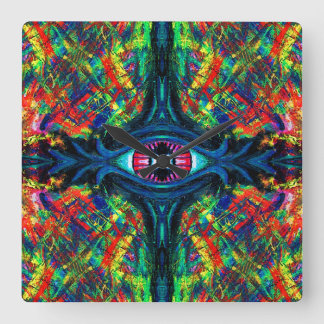 Surreal Twisted Trippy Eye Visionary Oil Painting  Square Wall Clock