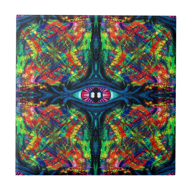 Surreal Twisted Trippy Eye Visionary Oil Painting  Tile (Front)