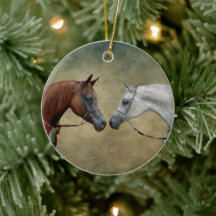 Surreal two horses painting.