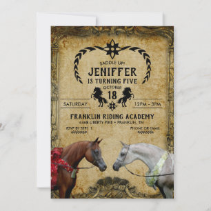 Surreal two horses painting. invitation