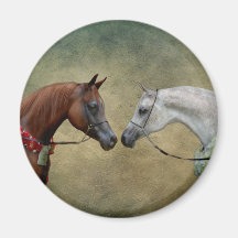 Surreal two horses painting.